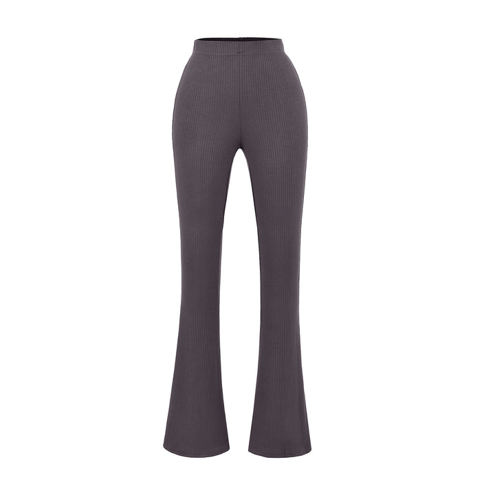 Elegant flared pants for women with a high waist and fine rib design Lune London