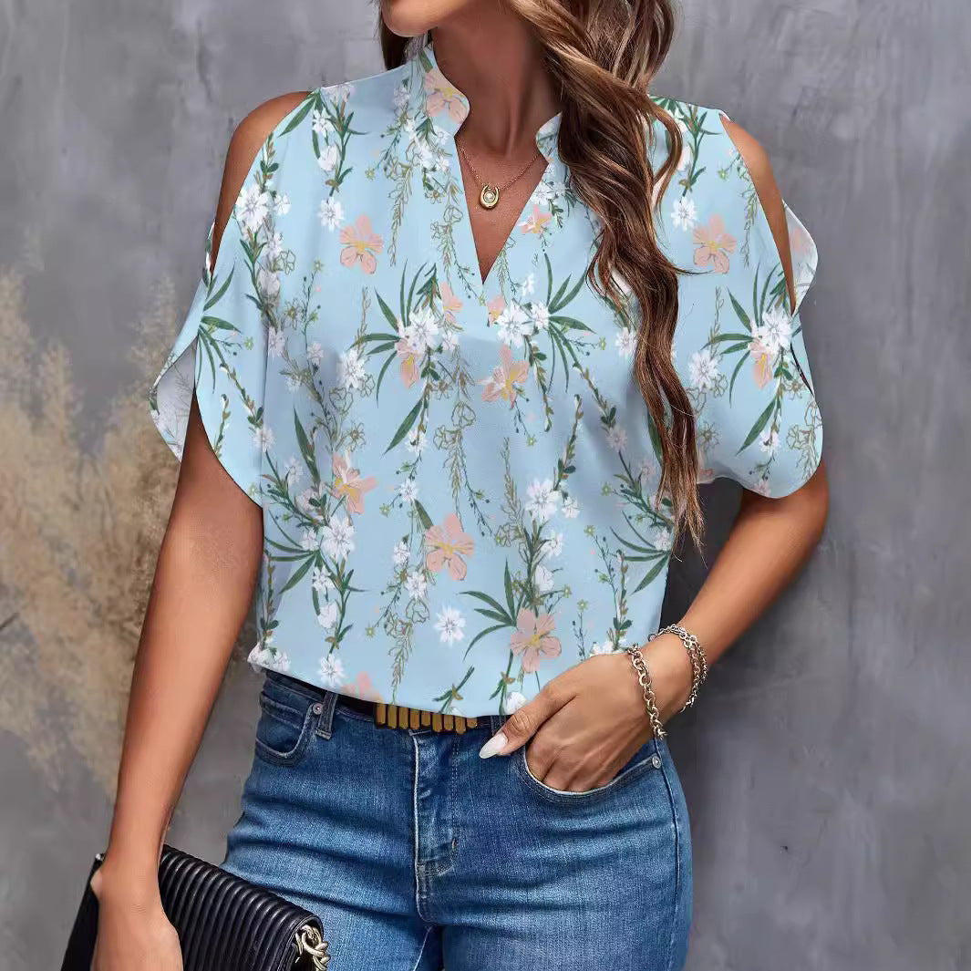 Women's blouse with cold shoulder and floral print Lune London