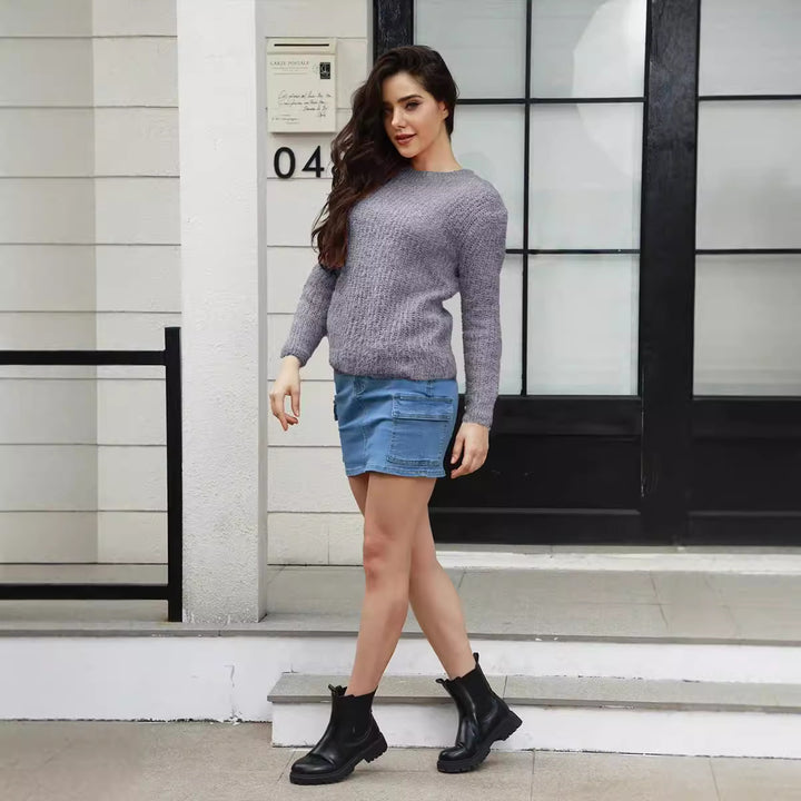 Knitted sweater for women with structured fabric and relaxed fit Lune London