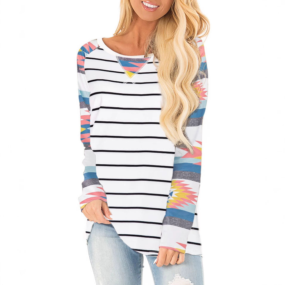 Women’s top with colorful striped and graphic design Lune London