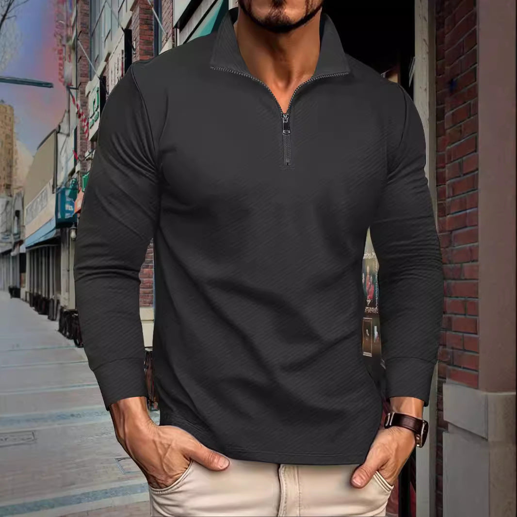 Functional long sleeve pullover for men with half-zip and innovative structural design Lune London
