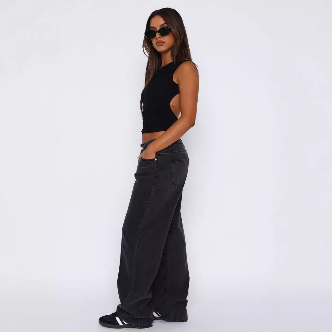 Women's casual wide jeans with high waist and fashionable cut Lune London