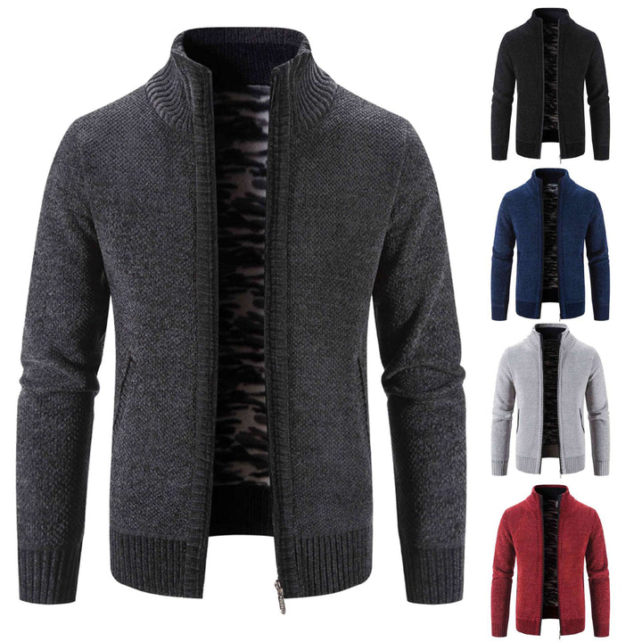 Men's knit jacket with high collar and practical zippered pockets Lune London