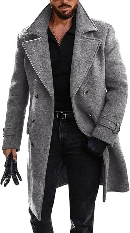 Elegant long coat for men with double-breasted Lune London