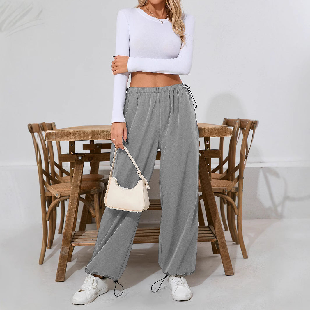 Pantalons décontractés confortables pour femmes avec cordon de serrage et jambe large Chic & Stil