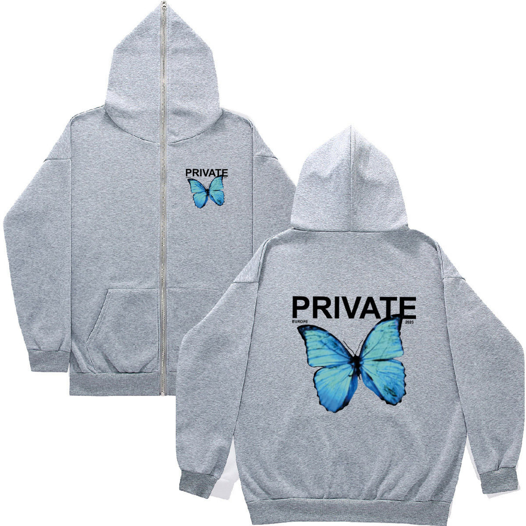Women's fleece hoodie with colorful butterfly design Lune London
