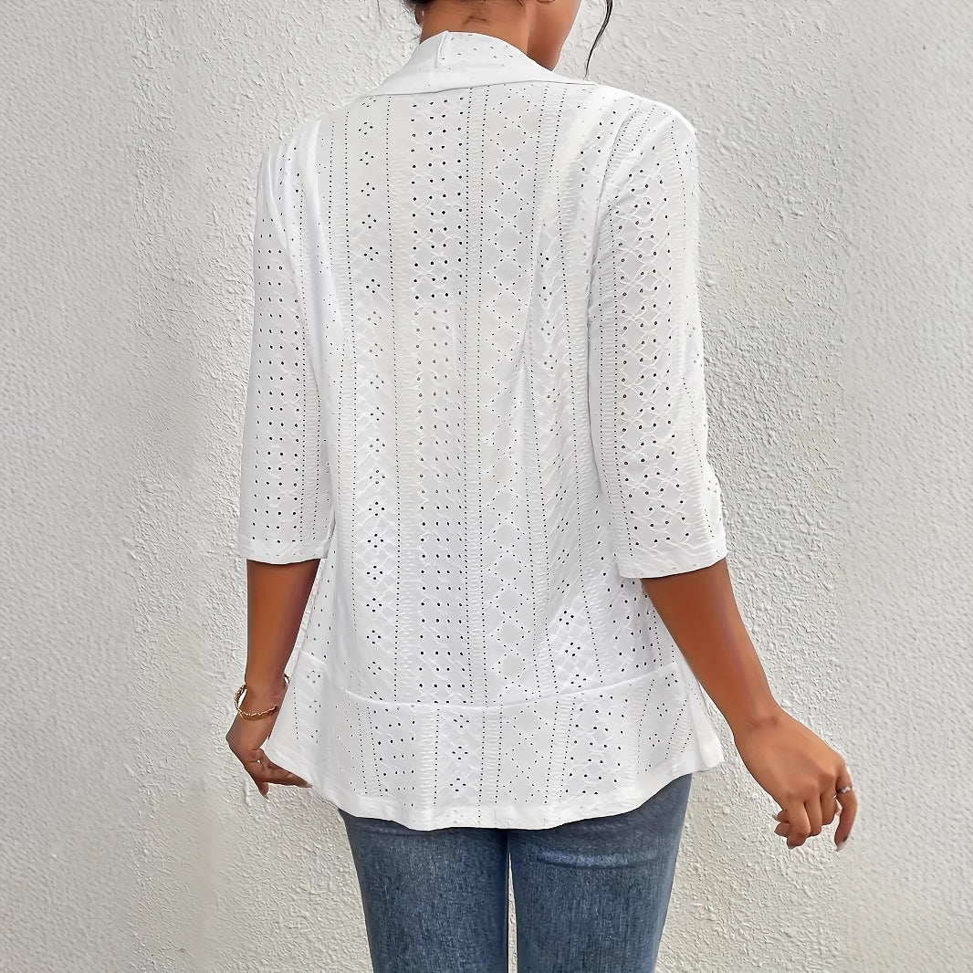 Elegant blazer jacket for women with perforated design and fitted cut Lune London