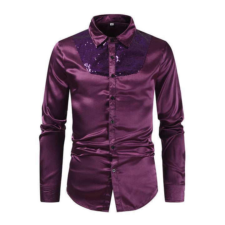 Elegant satin shirt for men with sequin inserts Lune London