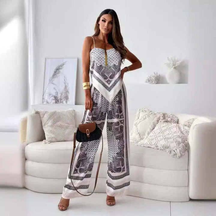 Ladies jumpsuit with wide legs and elegant pattern Lune London
