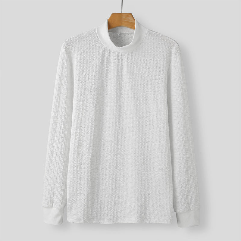 Ladies Elegant Long Sleeve Blouse in Textured Fabric and High Collar Lune London