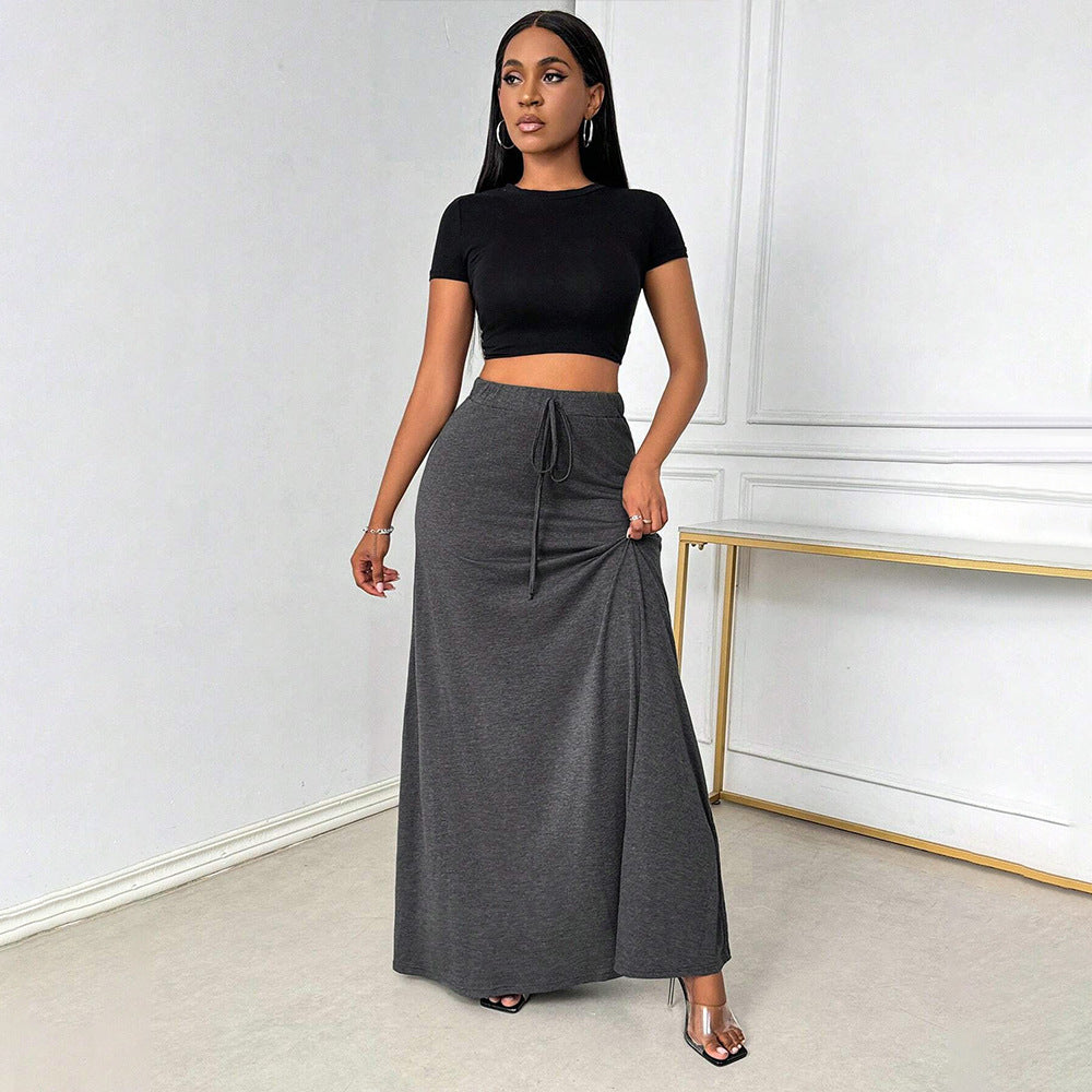Jupe maxi pour femme avec cordon de serrage ajustable et taille élastique Chic & Stil