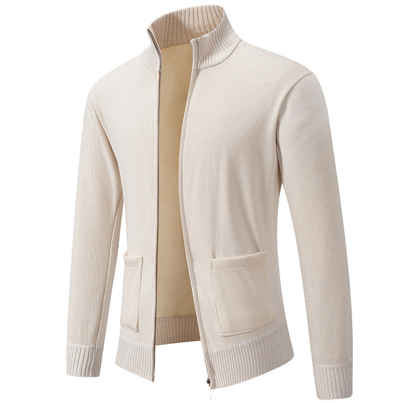Casual knit jacket for men with high collar and practical pockets Lune London