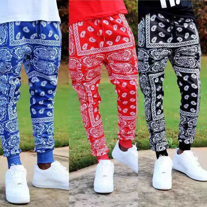 Casual jogger pants for men with unique bandana pattern Lune London