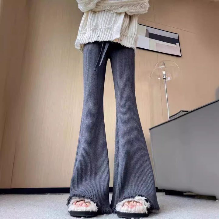 Comfortable ribbed knit pants for women with wide legs Lune London