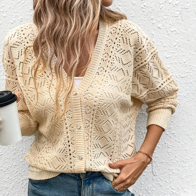 Knitted jacket for women with a delicate hole pattern and a relaxed fit Lune London