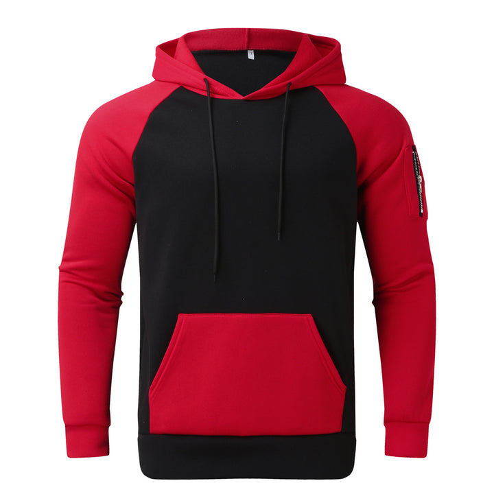 Men's sporty hoodie with contrasting sleeves and practical kangaroo pocket Lune London