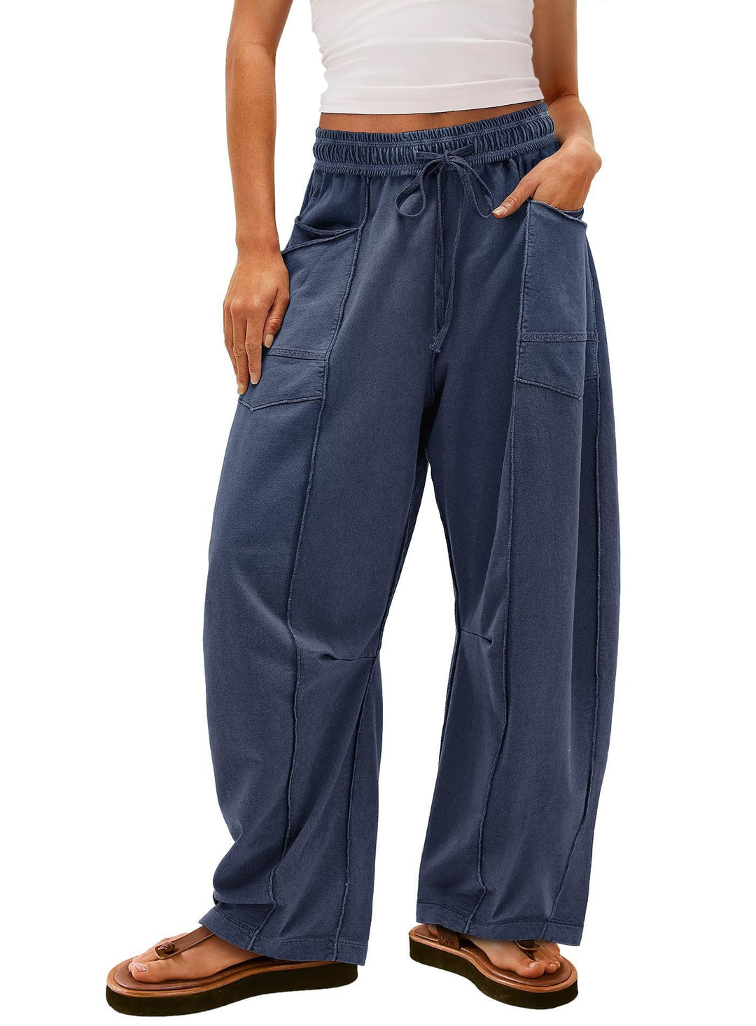 Ladies Comfortable Leisure Pants with Side Pockets Lune London