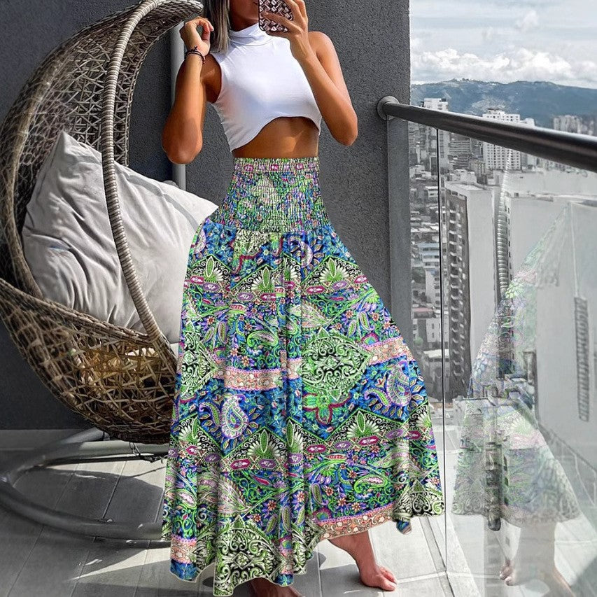 Women Bright Printed Maxi Skirt Lune London