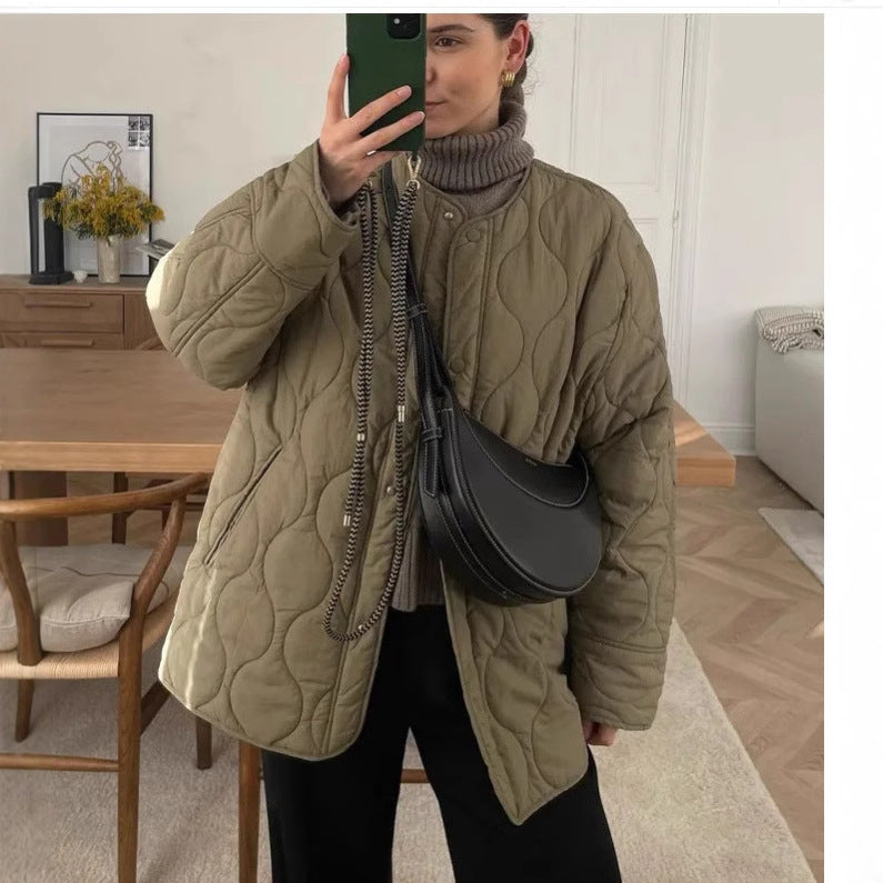 Quilted jacket for women with contemporary design and practical side pockets Lune London