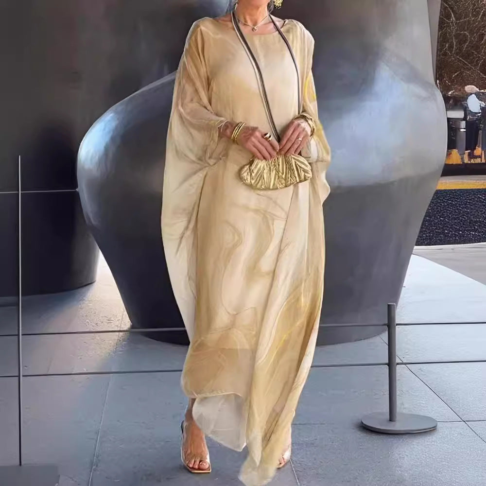 Fluid kaftan dress for women with a catchy pattern Lune London