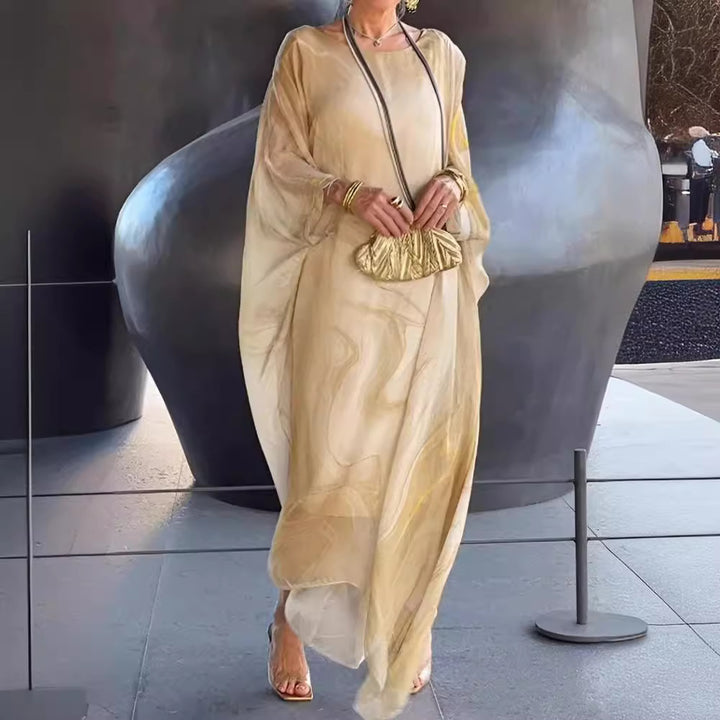 Fluid kaftan dress for women with a catchy pattern Lune London