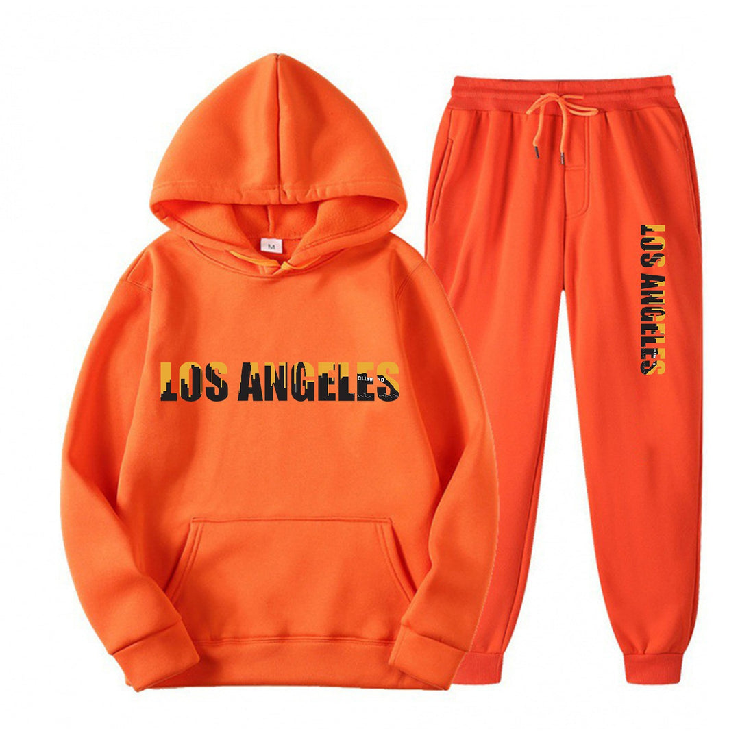 Women's leisure hoodie and jogging pants set with casual Los Angeles lettering Chic & Stil