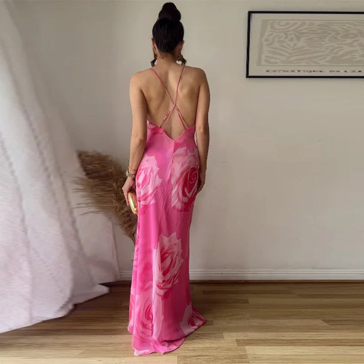 Robe maxi élégante pour femme avec fente latérale et fines bretelles Chic & Stil