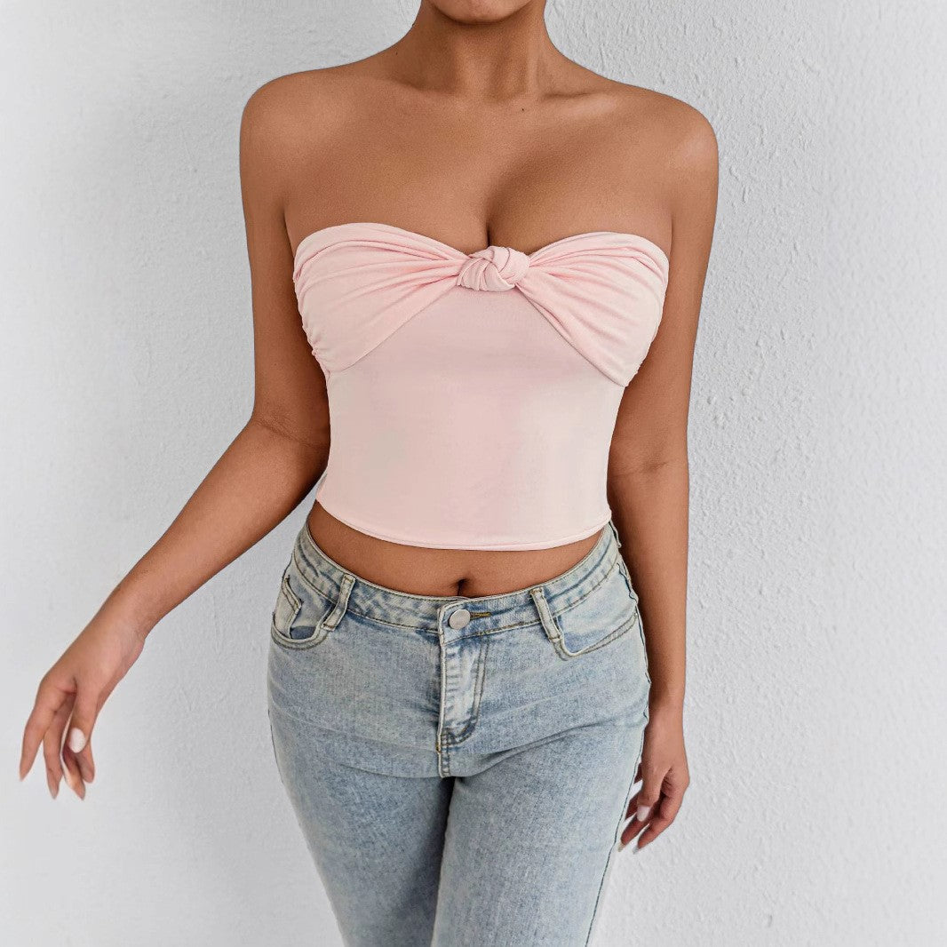Women's Bandeau Crop Top with Knot Design Lune London