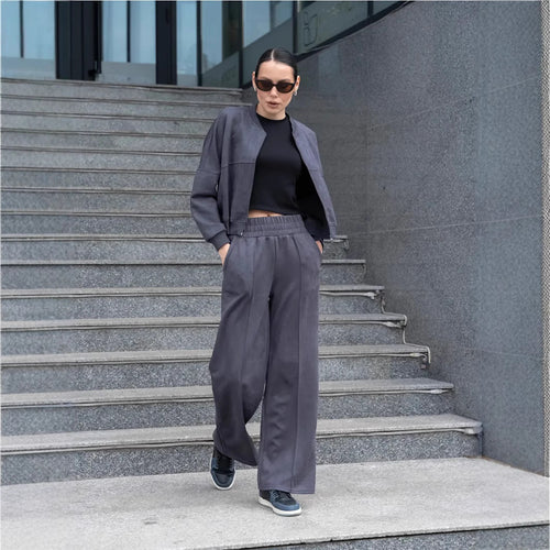 Oversized sport jacket for women with elastic sleeves and wide pants Lune London