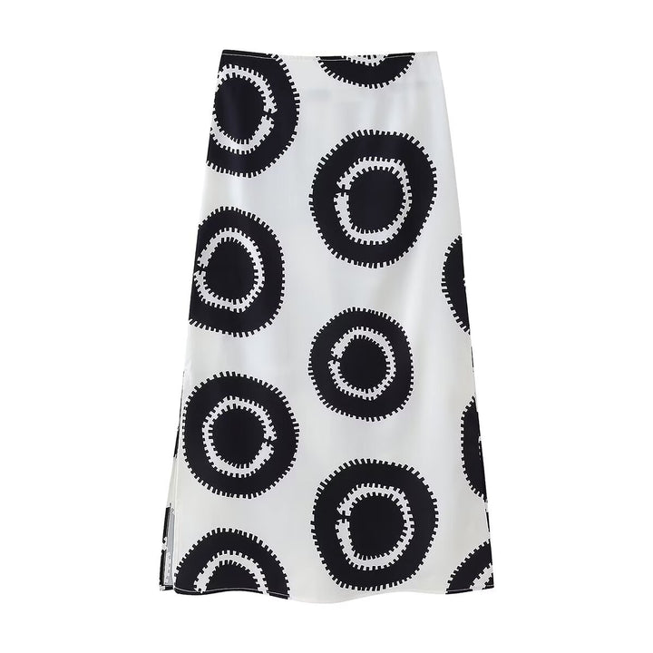 Women's maxi skirt with a modern graphic pattern and a side slit Lune London