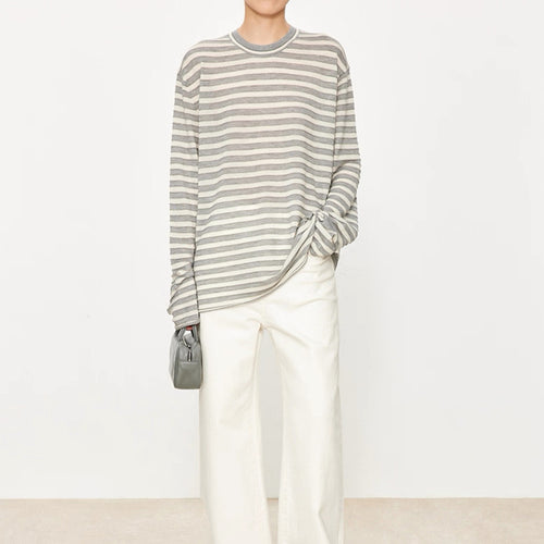 Casual long sleeve t-shirt for women with trendy striped pattern Lune London