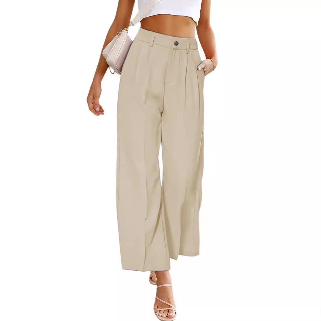 Women's high-waisted wide-leg pants with pleats and elegant cut Lune London