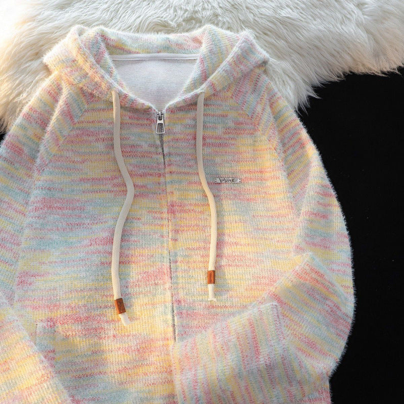 Ladies zip hoodie with slightly structured boucle pattern and practical pockets Lune London