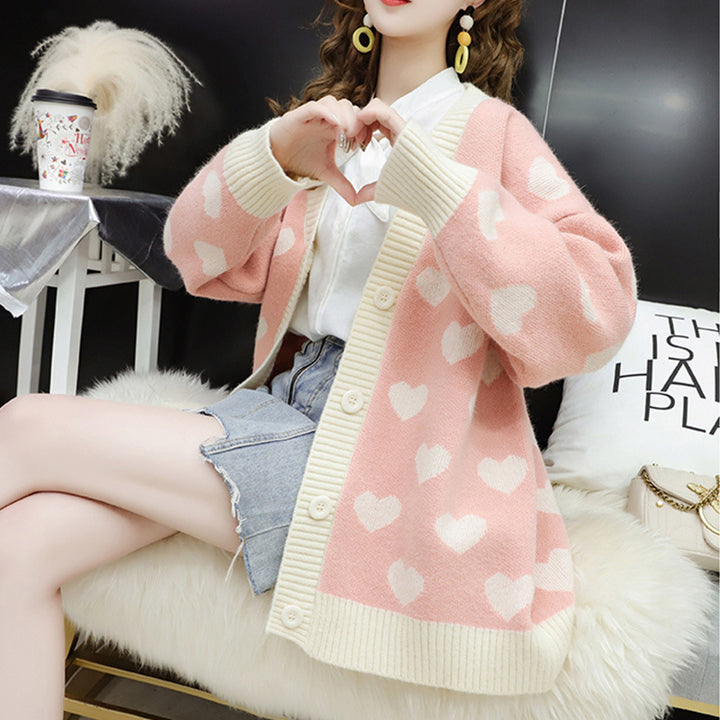 Ladies' knitted jacket with a cute heart design Lune London