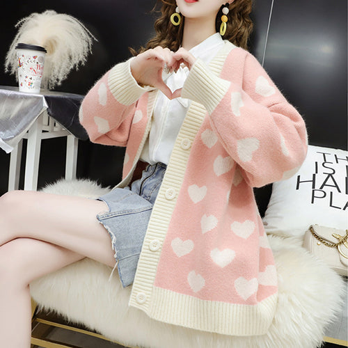 Ladies' knitted jacket with a cute heart design Lune London