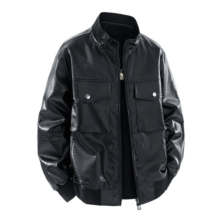 Casual pilot jacket for men in shiny faux leather Lune London