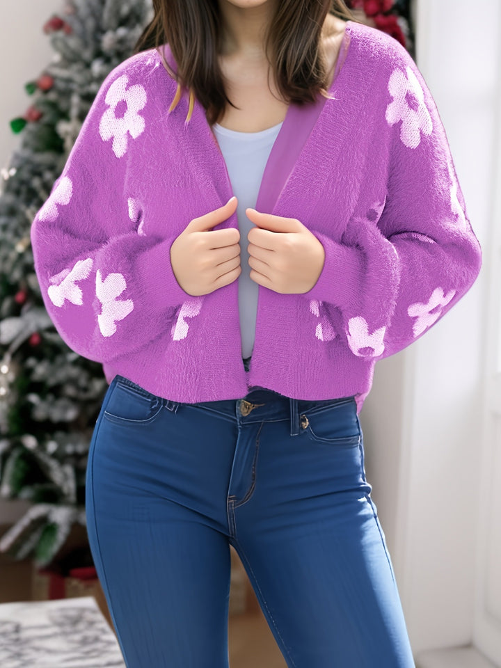 Ladies trendy cardigan with floral design Lune London
