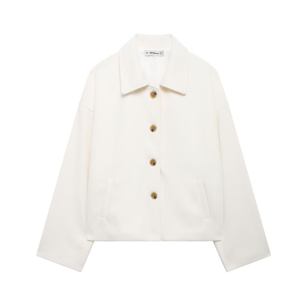 Chic jacket for ladies in soft fabric with button closure and pockets Lune London