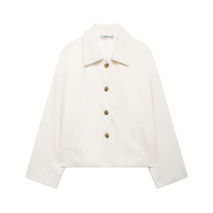Chic jacket for ladies in soft fabric with button closure and pockets Lune London