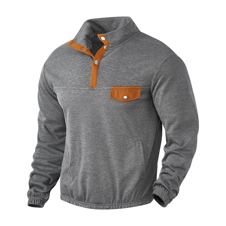 Men's stylish sweater with button placket and pockets Chic and style