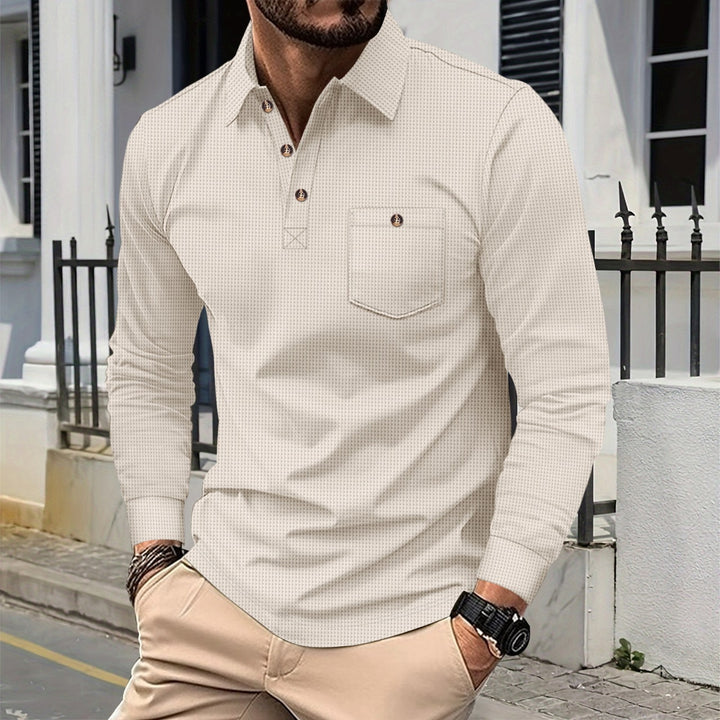 Polo shirt long sleeves for men with structured design Lune London