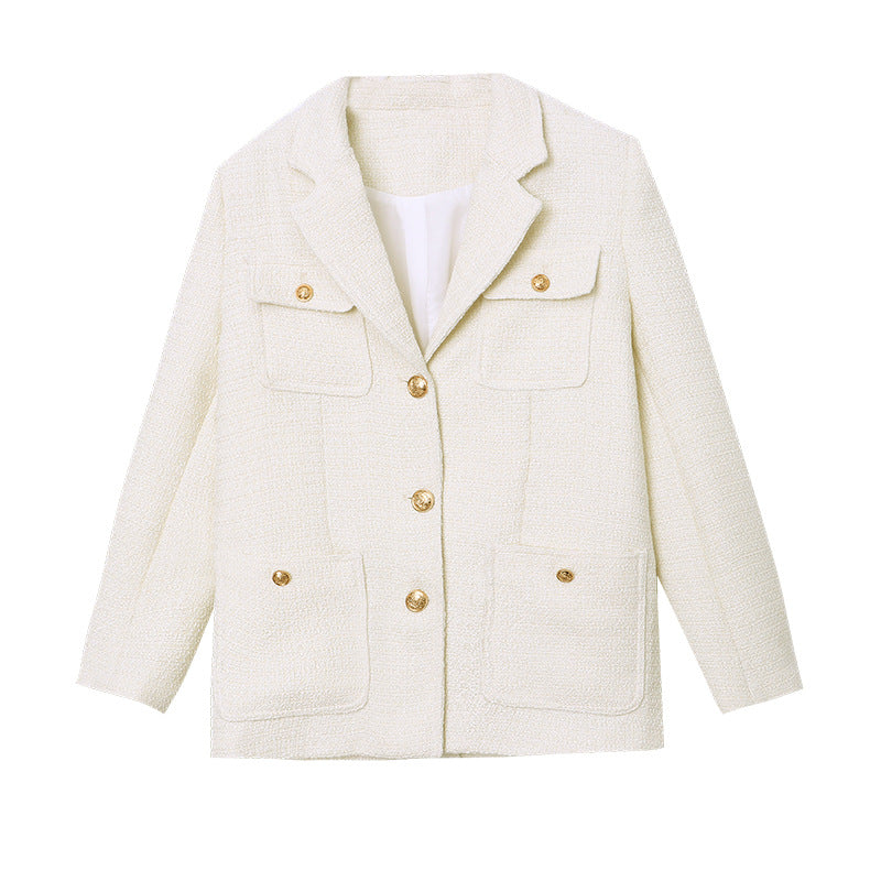 Women's modern boucle blazer jacket with practical pockets Chic & Stil