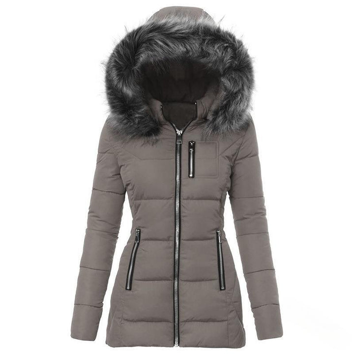 Women's Winter Jacket with Removable Faux Fur Collar Chic Und Stil