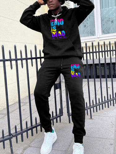 Ladies Sports Hoodie and Jogging Pants Set with Colorful Graphic Element Lune London
