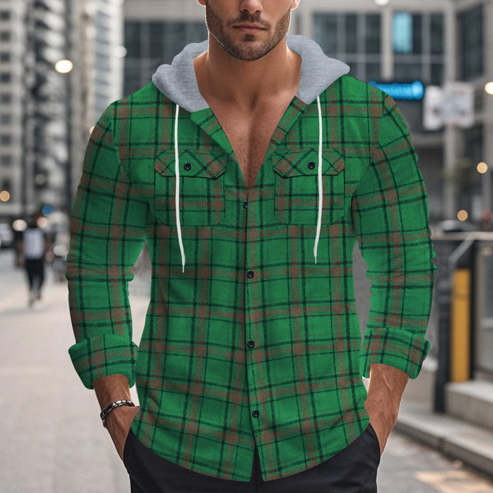 Men's plaid casual shirt with removable hood Lune London