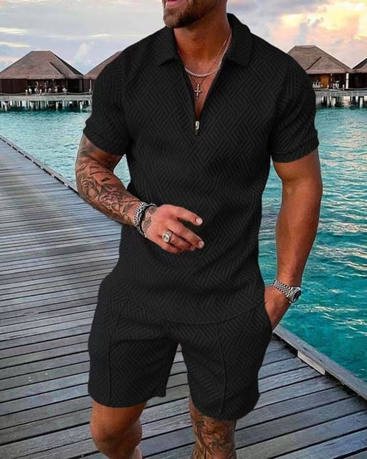 Trendy short jumpsuit for men with a textured design Lune London