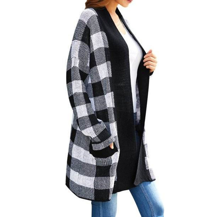 Cardigan for women with a checkered pattern and relaxed fit Lune Londonl