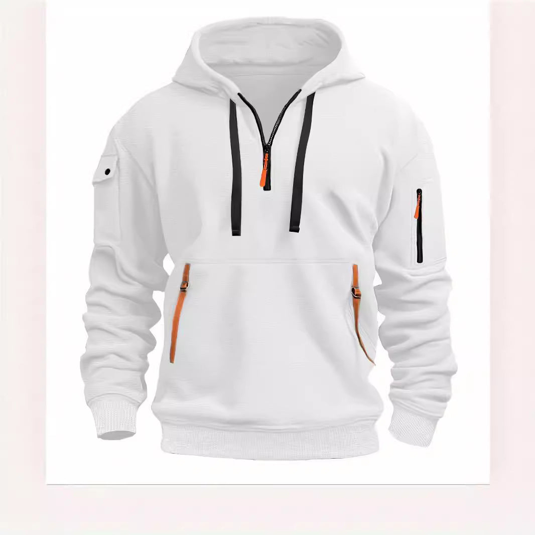 Women's hooded sweatshirt with functional pockets and modern stand-up collar Chic & Stil