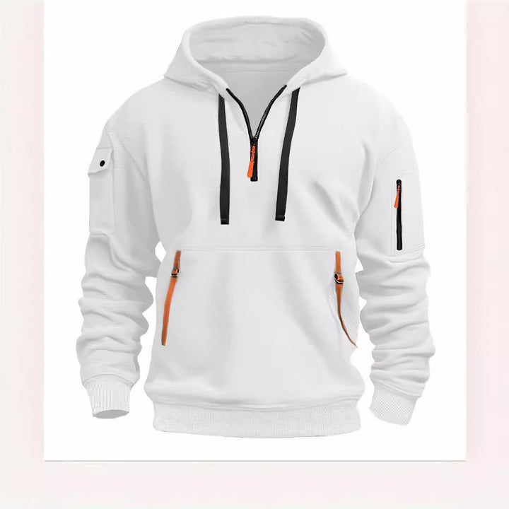 Women's hooded sweatshirt with functional pockets and modern stand-up collar Chic & Stil