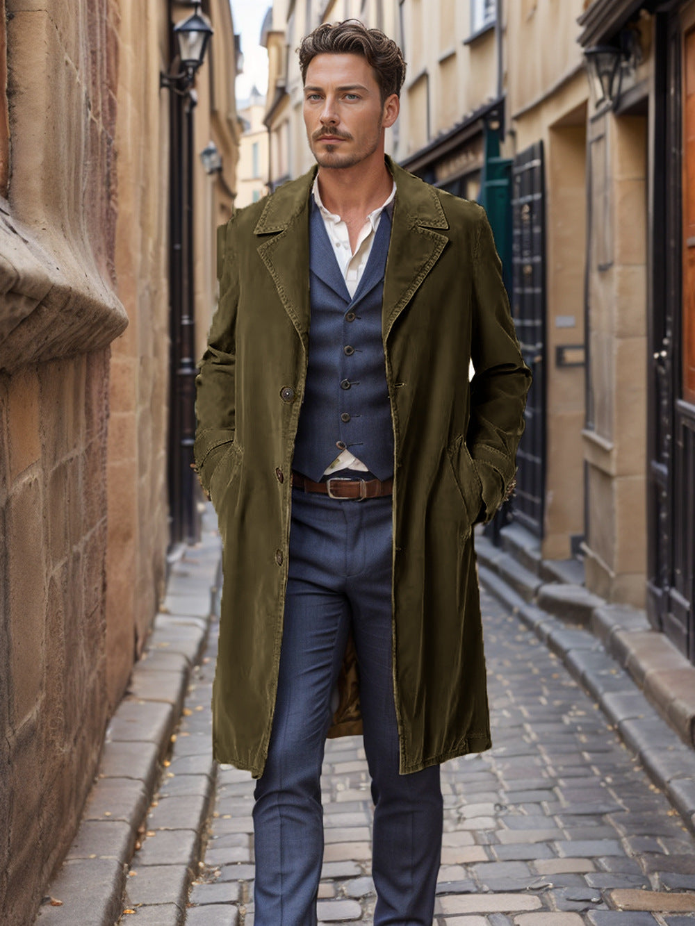 Elegant trench coat for men in high-quality fabric with practical pockets Lune London